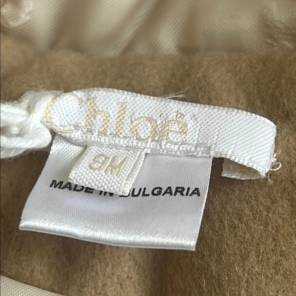 Chloé Tan Coat with Faux Fur Trim 9 months baby Authentic nwt